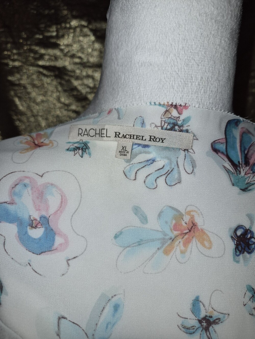 RACHEL Rachel Roy Sheer White and Floral Tie-Waist Top - Picture 8 of 8